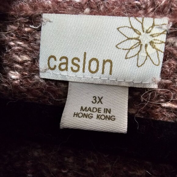Caslon Size 3x Burgundy Alpaca Blend Knit Cardigan Button Up Sweater - Picture 5 of 7